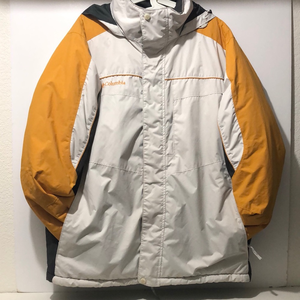 Columbia Hoodie Jacket Men’s L Water Resistant Windbreaker Adjustable Hem Ivory